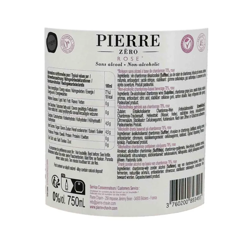 Vin rosé sans alcool Pierre Zéro 0.0% – Rosé frais sans alcool