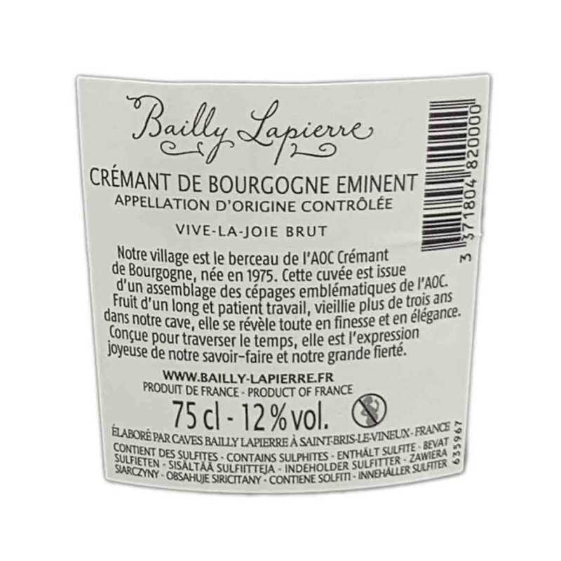 Crémant de Bourgogne Vive la Joie - Bailly-Lapierre 75cl