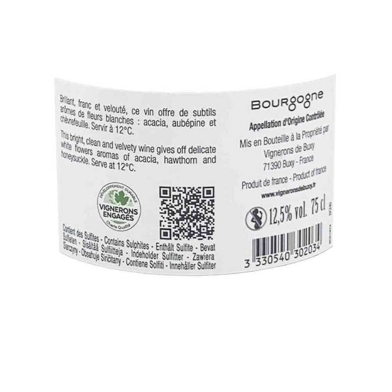 Vin blanc Bourgogne Blanc Chardonnay - Vignerons de Buxy 75cl