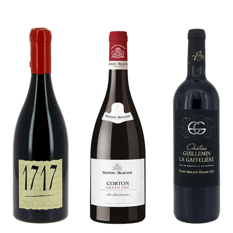 Coffret Vin Rouges Grand Cru | 3 bouteilles Rhône - Bourgogne - Bordeaux