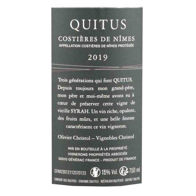 Vin rouge- Costière de Nîmes- Quitus 75cl